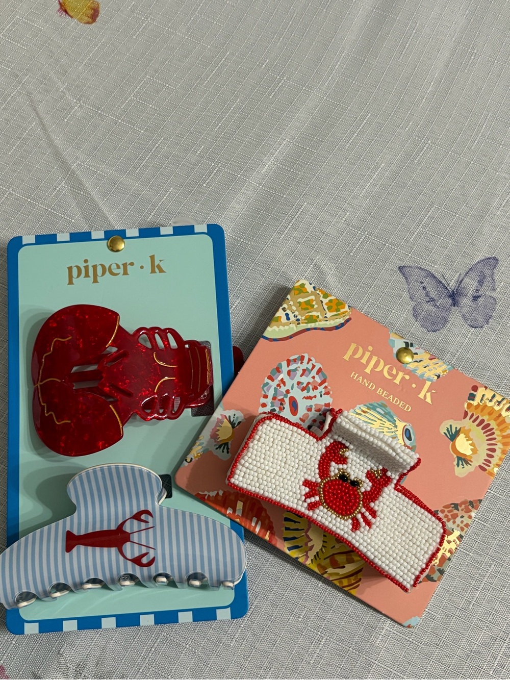Piper K Coastal Hair Clip Set - Lobster & Crab (Set of 3)